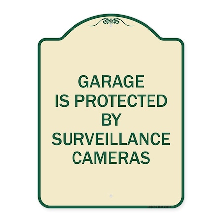 Signmission Garage Is Protected by Surveillance Cameras Heavy-Gauge Aluminum Sign, 24" H, TG-1824-23937 A-DES-TG-1824-23937